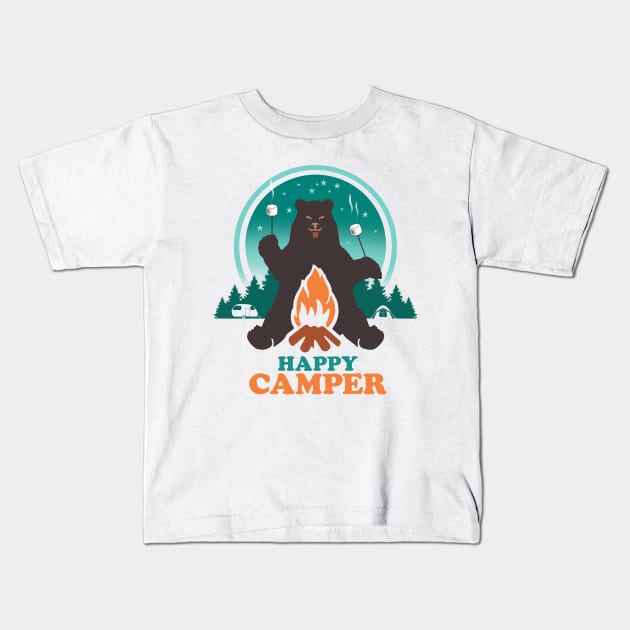 Happy Camper Kids T-Shirt by Artizan